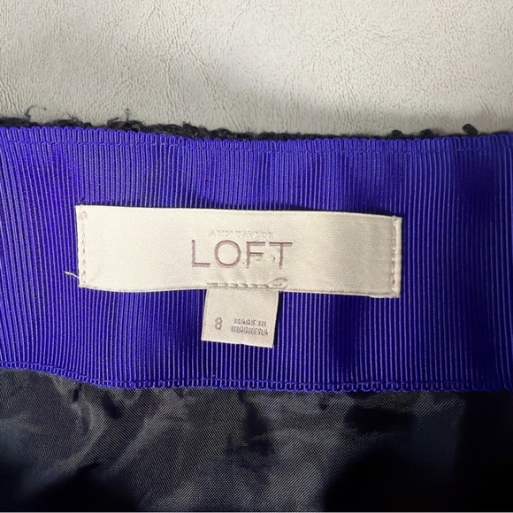 Loft Black Tweed Skirt with Front Zipper Details Lined Women’s Size 8 - Picture 2 of 9